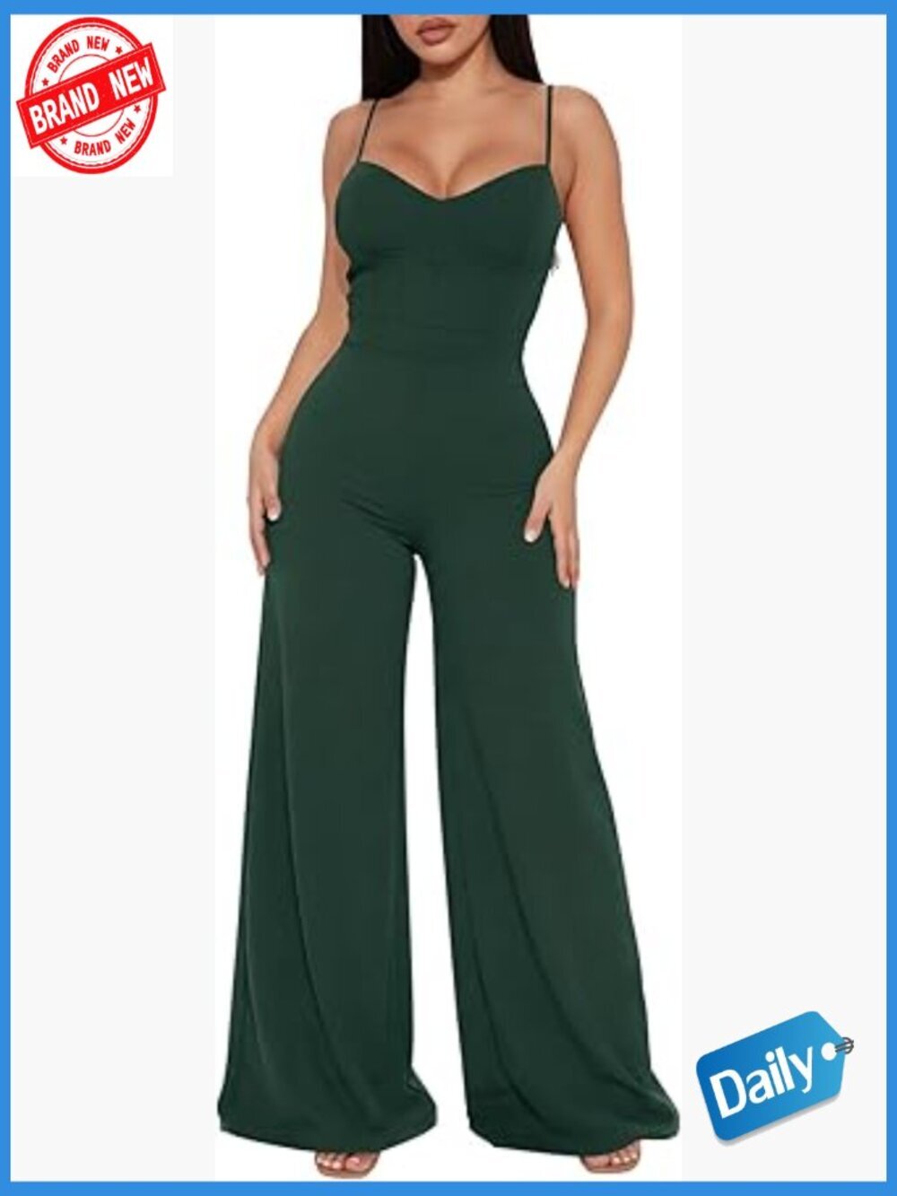 Sleeveless Spaghetti Strap Wide Leg Corset Jumpsuit Dressy Casual Overalls